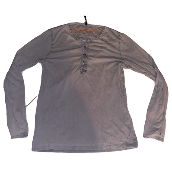 Nudie Jeans Long‎ Sleeve Distressed Henley Top Women's Large Gray - Picture 1 of 9